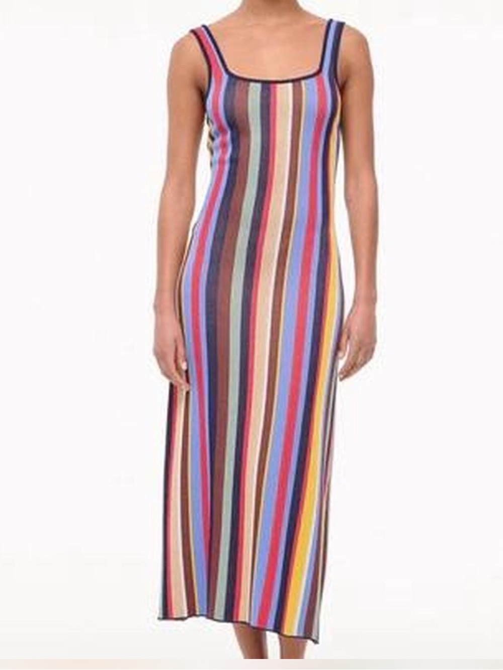 STAUD KATIE DRESS In Market stripe Midi length Size Small